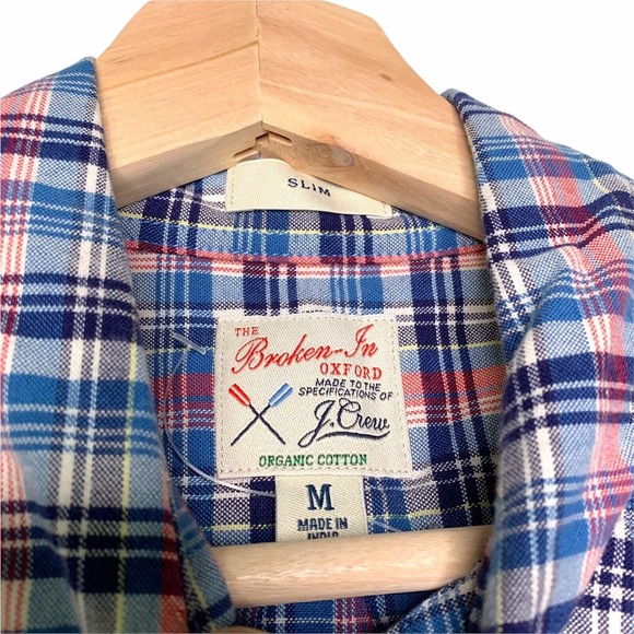 J. Crew Broken-In Organic Cotton Garment-Dyed Oxford Button Down Plaid Shirt M - Picture 12 of 12